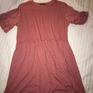 Pink Ruffle Sleeve TeeShirt Dress